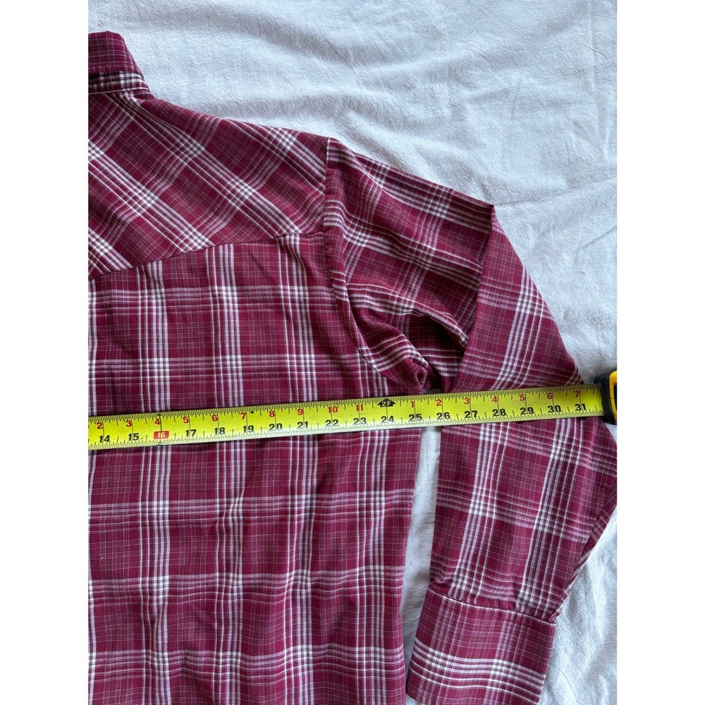 Plains Western Wear Mens XL Red Plaid Pearl Snap Long Sleeve Western Shirt - Picture 7 of 7